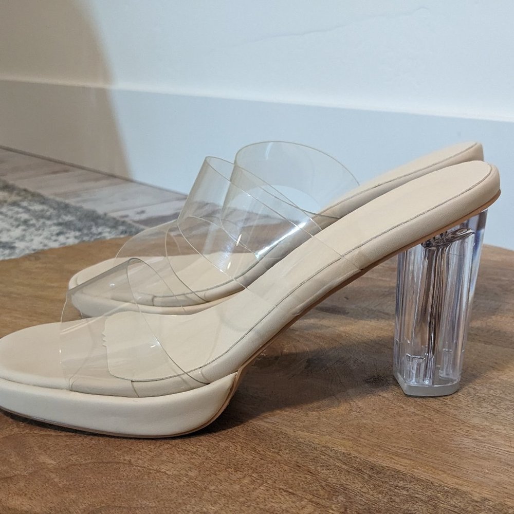 Never worn! Formal Platform Sandals; 9M Women; Clear heel and straps